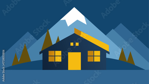 Cabin home with mountain range background