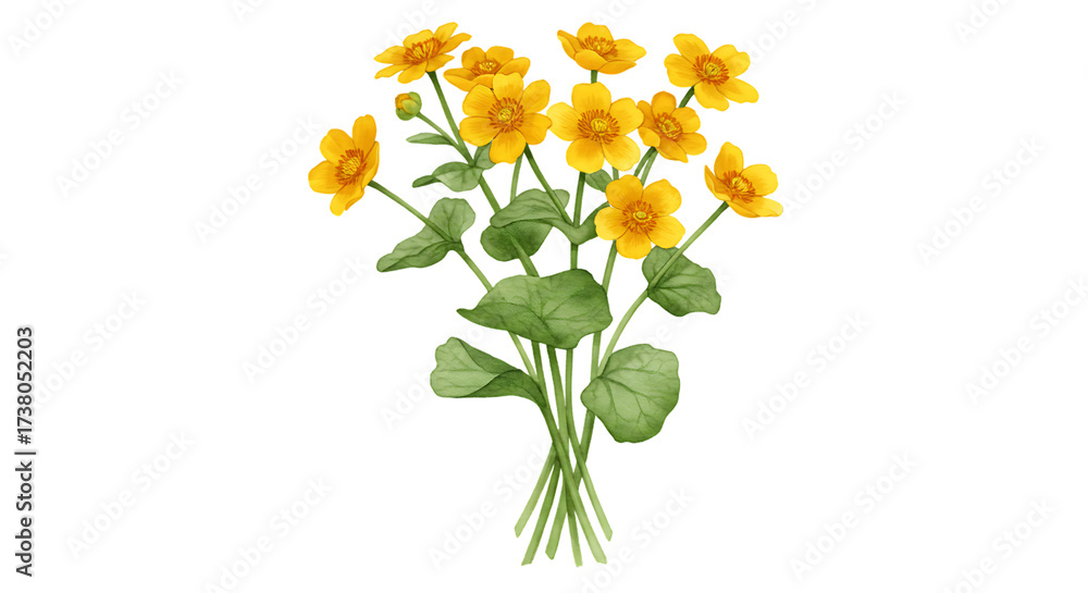 Fototapeta premium Yellow Primrose Flowers Blooming Brightly on Transparent Background
