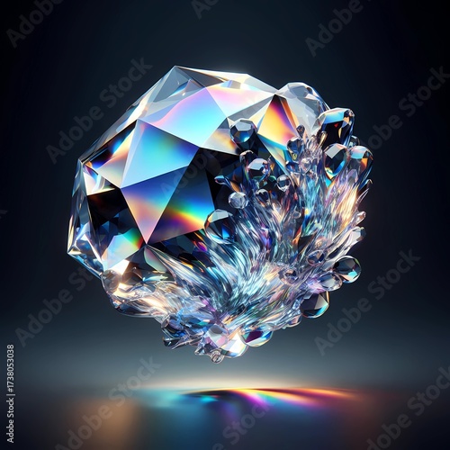 Iridescent Crystal Island with Rainbow Light