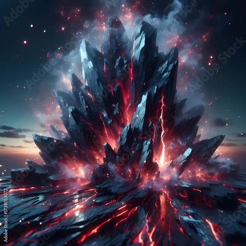Obsidian Fragment Island with Red Fissures
