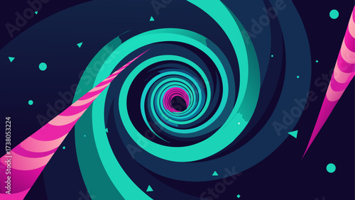 Abstract spiral design with pink accents