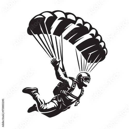Skydiver with Parachute Silhouette
