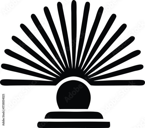 Stylized sunrise or fan graphic symbol representing new beginnings growth opportunity and illumination