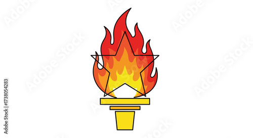 Stylized torch with a star emblem, symbolizing illumination and achievement through a distinctive