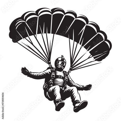 Skydiver with Parachute Silhouette