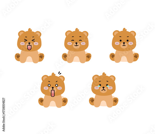 Wallpaper Mural Cute bear Character Set, Animal Illustration Icons with Various Emotions and Expressions Torontodigital.ca