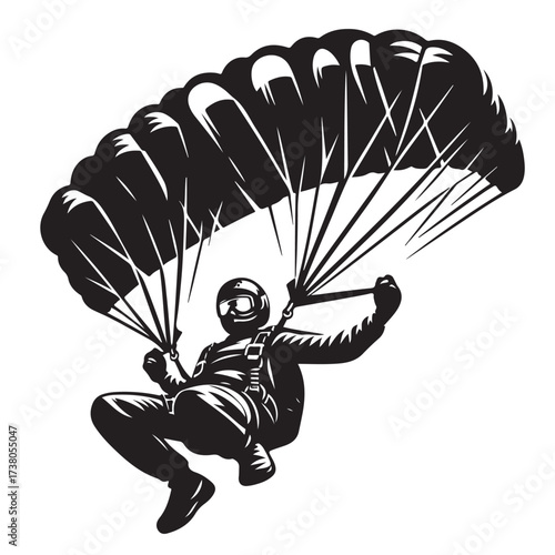 Skydiver with Parachute Silhouette