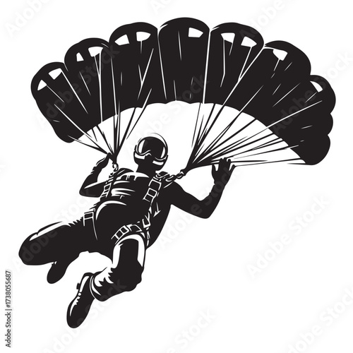 Skydiver with Parachute Silhouette