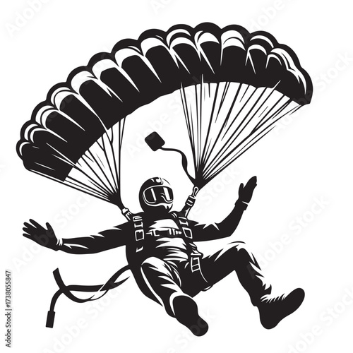 Skydiver with Parachute Silhouette