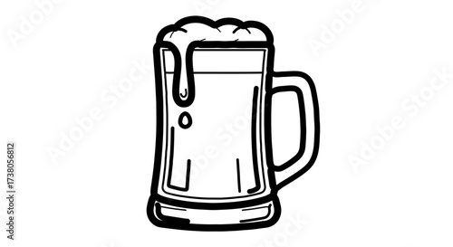 Classic beer mug with foam, , perfect for bar menus and promotional materials