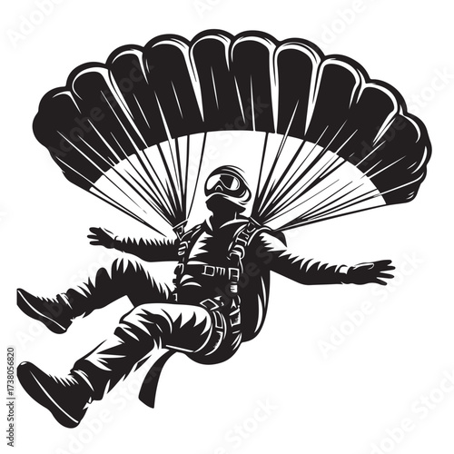 Skydiver with Parachute Silhouette