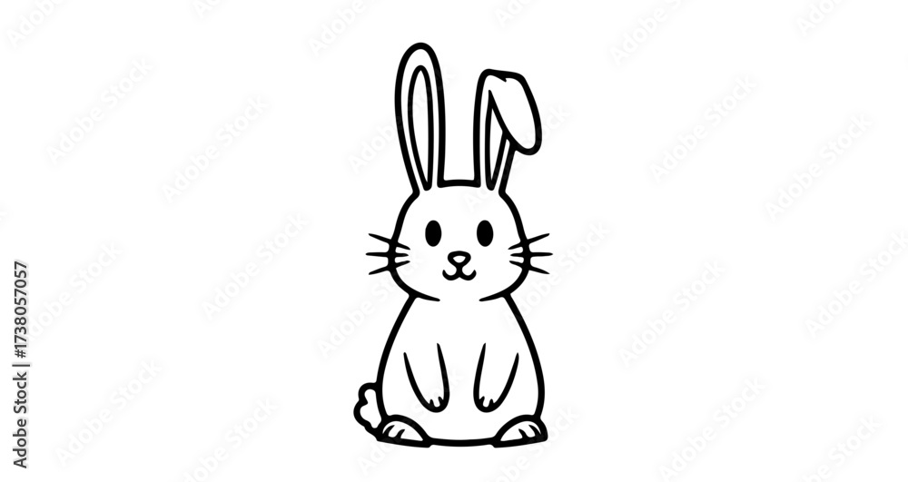Obraz premium Illustration of a cute bunny with long ears and a fluffy tail vector drawing