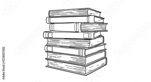 Illustration of a stack of books, showcasing a collection of bound volumes