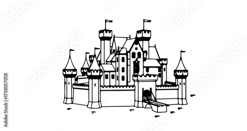 Illustration of a castle, capturing the essence of medieval architecture and fairy tales