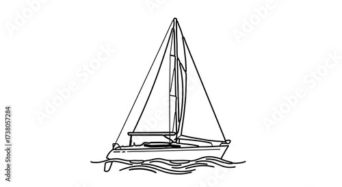 Illustration of a sailboat, a vessel propelled by wind power across the water