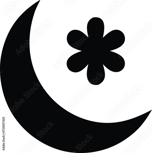 Celestial icon crescent moon and star symbol for astronomy and mysticism