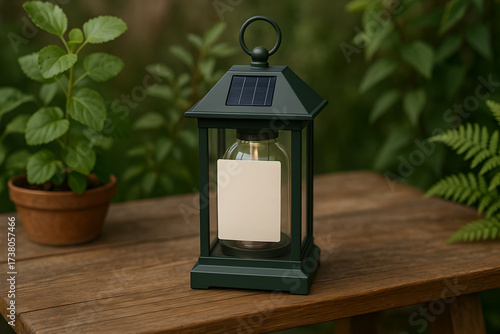 old fashioned lantern on a green background