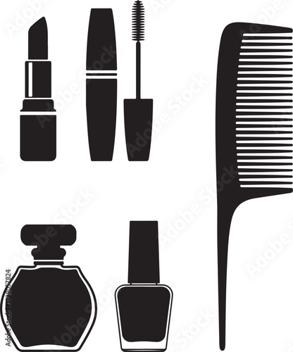 Cosmetic items isolated on white background