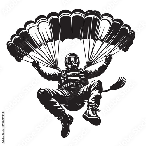 Skydiver with Parachute Silhouette