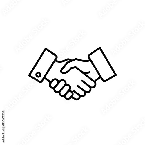 Handshake illustrates business agreement and partnership, signifying trust. Symbol of handshake emphasizes connection and cooperation, representing strong accord.