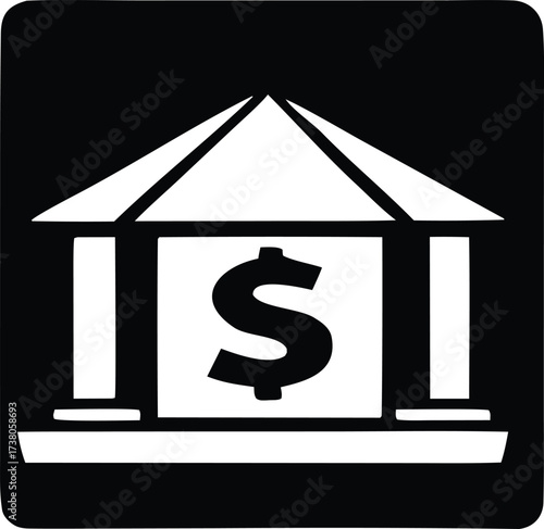 Iconic bank building with dollar sign symbolizing financial services money transactions and secure savings concepts