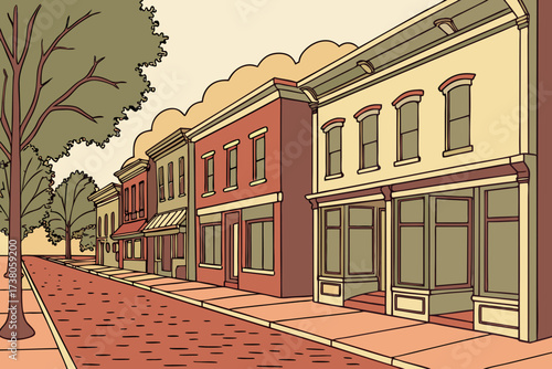 Old Town Paducah in Kentucky, red brick streets with painted murals and preserved 19th-century storefronts