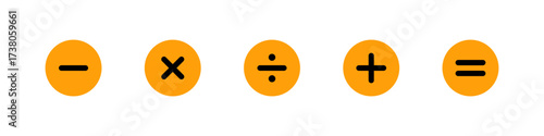Calculator icon. Calculator buttons vector set. Plus minus equal sign.