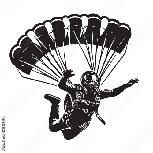 Skydiver with Parachute Silhouette