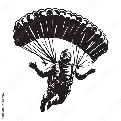 Skydiver with Parachute Silhouette