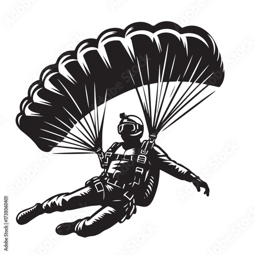 Skydiver with Parachute Silhouette