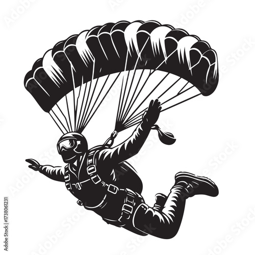 Skydiver with Parachute Silhouette