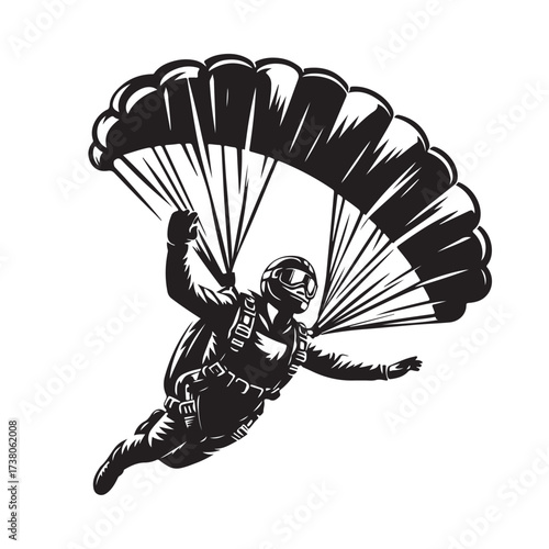 Skydiver with Parachute Silhouette