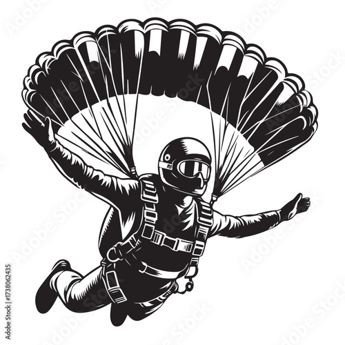 Skydiver with Parachute Silhouette