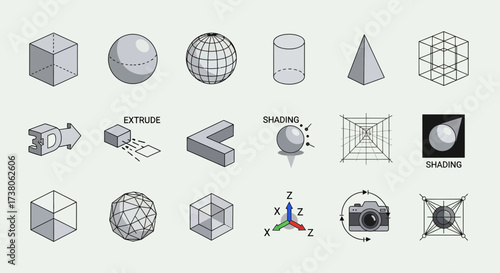 3D Modeling and Design Elements Collection.