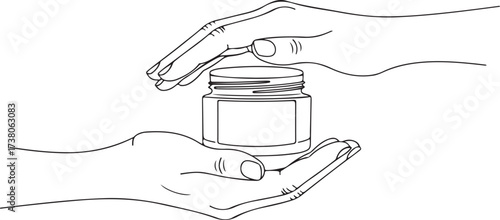 Hands holding a small gift box illustration