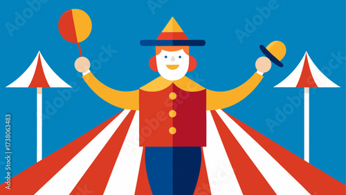 Illustration of a circus performer juggling