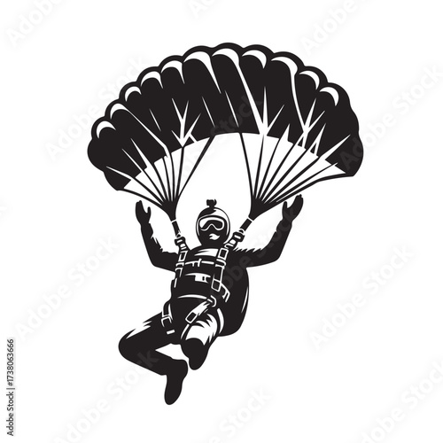 Skydiver with Parachute Silhouette