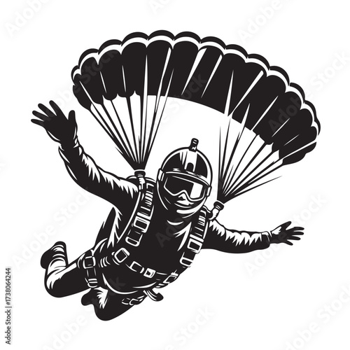 Skydiver with Parachute Silhouette