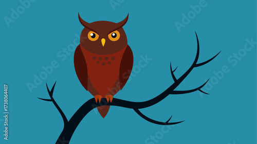 Illustration of an owl perched on a branch