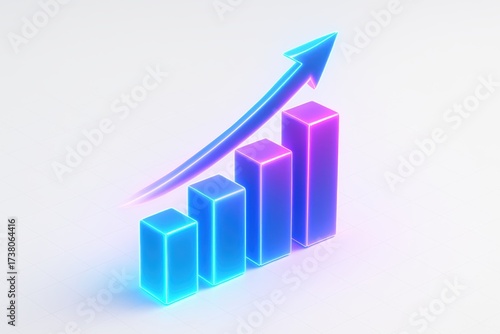 Free Download Colorful Graph Design with Neon Bars and Arrow Indicating Growth and Success in Business - GFXLoad