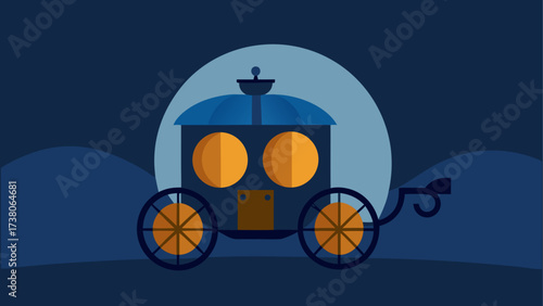 Carriage in the night under the moonlight