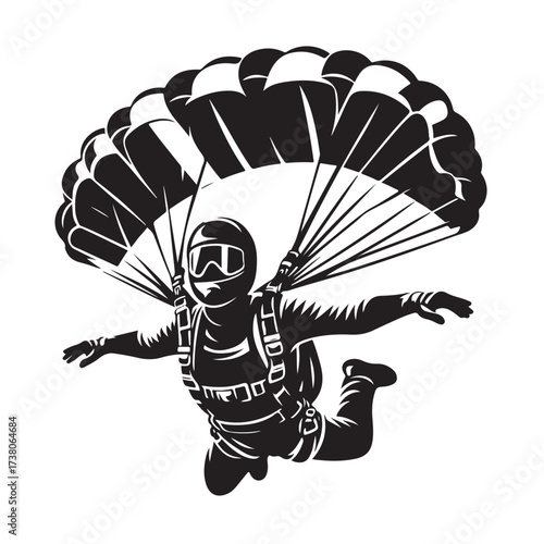 Skydiver with Parachute Silhouette
