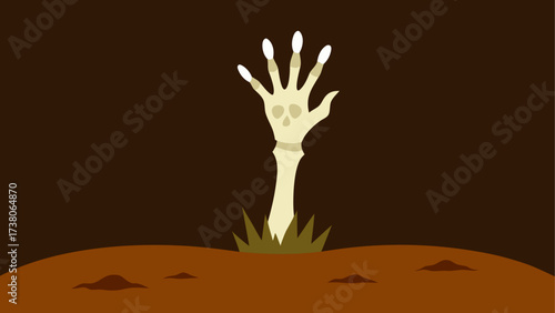 Hand rising from the ground illustration