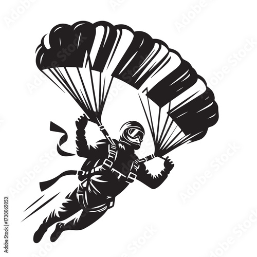 Skydiver with Parachute Silhouette