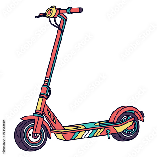 Bright coral yellow and teal electric scooter vector