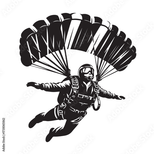 Skydiver with Parachute Silhouette