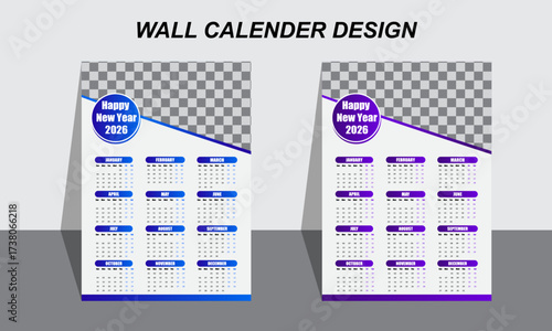 Professional Wall Calendar Vector Set – Clean Annual Planner & Monthly Grid Design for Corporate Use