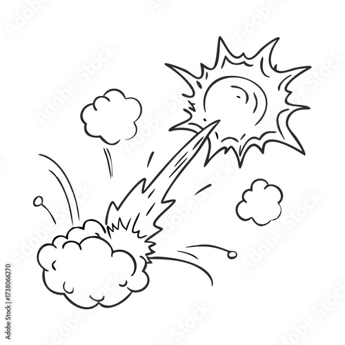 Line speed cartoon effect, boom explosive motion line element set. Comic boom burst, explosive smoke, line speed cartoon vector icon. Hand drawn sketch doodle action effect