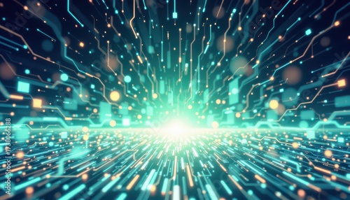 Wallpaper Mural Futuristic Digital Data Flow with Light Trails Torontodigital.ca