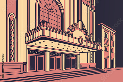 Paramount Theatre in Seattle, Washington, glowing marquee and lavish interior details